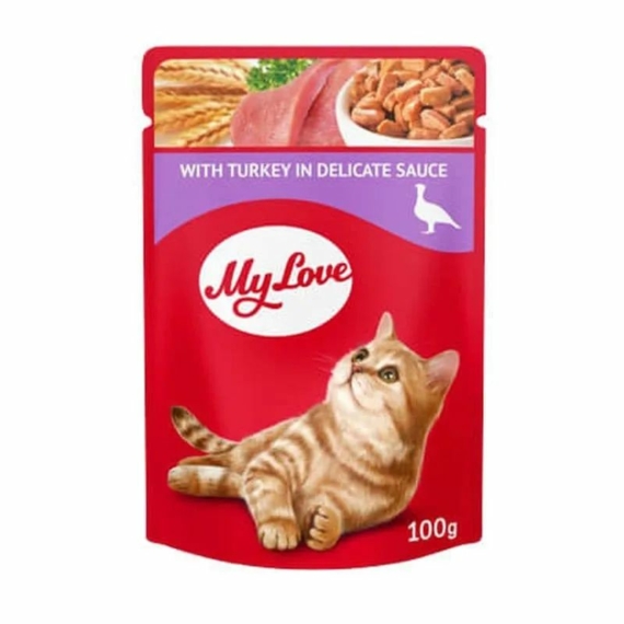 My Love Alutasakos Macskaeledel Pulyka Ízletes Szószban 100g – konzerves macskaeledel