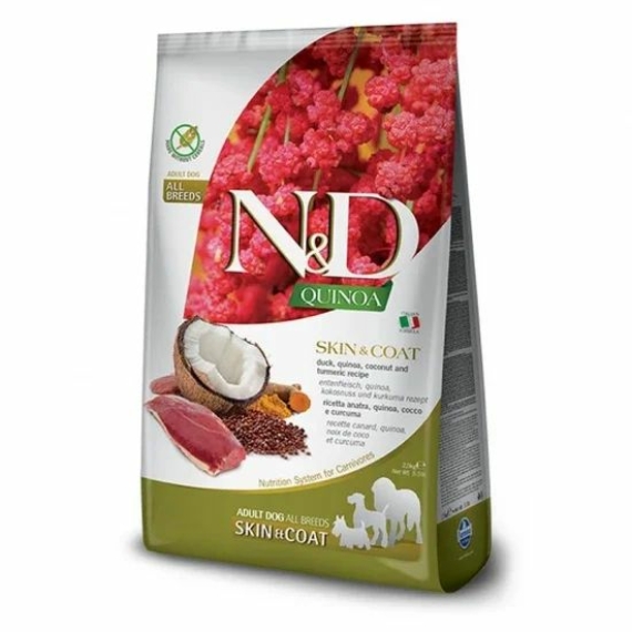 N&D Quinoa Dog Skin & coat kacsa & kókusz adult medium & maxi 7kg – száraz kutyatáp