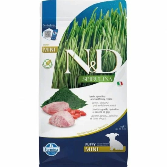 N&D Spirulina Dog bárány puppy mini 2kg – száraz kutyatáp
