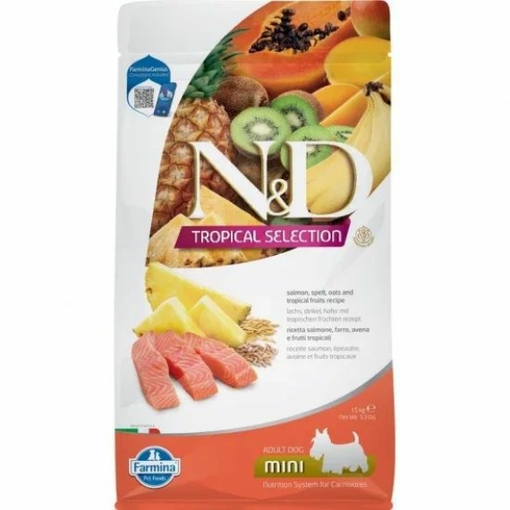 N&D Tropical Selection Dog Salmon Adult Mini 1,5kg – száraz kutyatáp