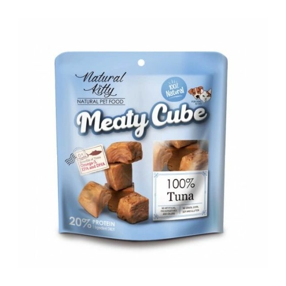 Natural Kitty Meaty Cube 100% Tonhal 60g – konzerves macskaeledel