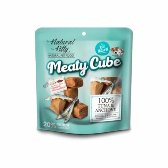 Natural Kitty Meaty Cube 100% Tonhal & Szardella 60g – konzerves macskaeledel