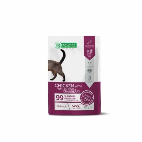 Natures Protection Adult Cat Chicken,white fish & cranberry Urinary 100g – konzerves macskaeledel