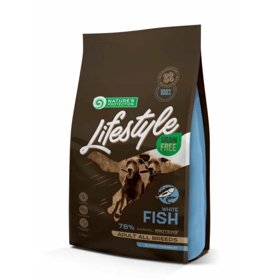 Natures Protection Lifestyle Dog Adult Grain Free White fish 1,5kg – száraz kutyatáp