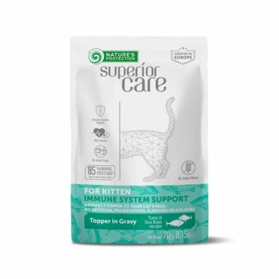 Natures Protection SC Alutasak Kitten tuna&sea bass immune system support topper 70g
