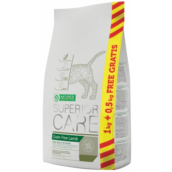 Natures Protection Superior Care Grain Free Lamb 1+0,5kg – száraz kutyatáp