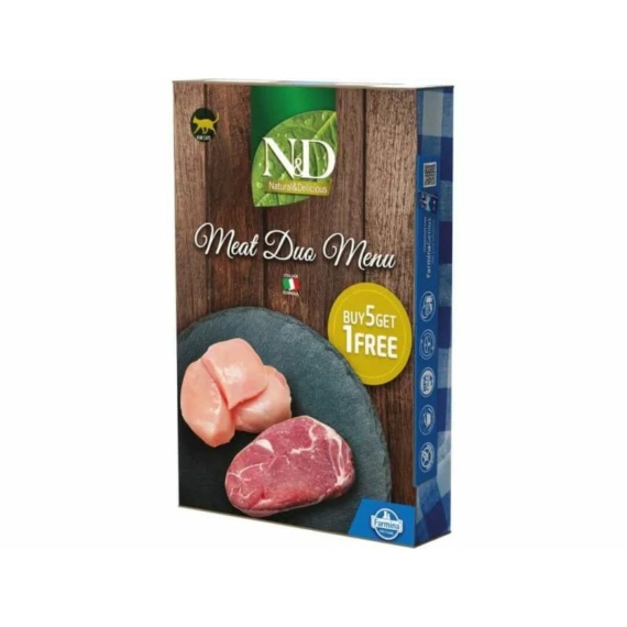 N&amp;D Cat konzerv Meat Duo Menu 6x70g – konzerves macskaeledel
