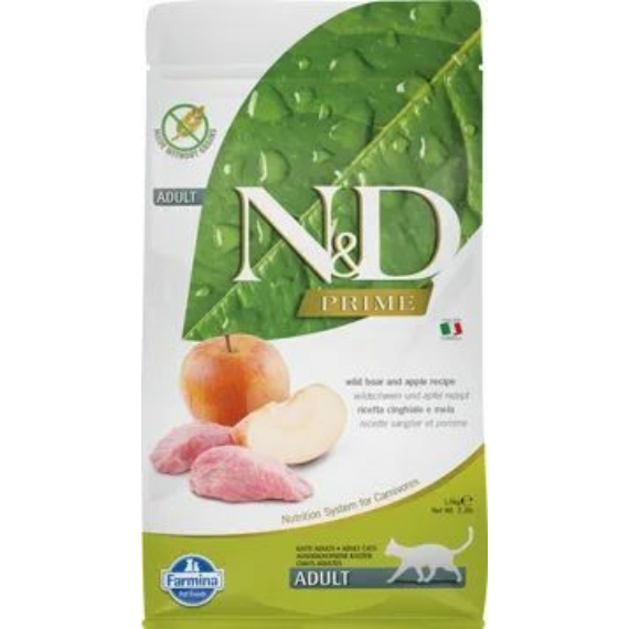 N&D Cat Prime vaddisznó&alma adult 1,5kg – száraz macskatáp