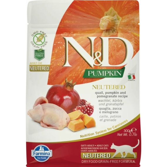 N&amp;D Cat Pumpkin Neutered fürj 300g – száraz macskatáp