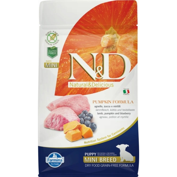 N&D Dog Grain Free bárány&áfonya sütőtökkel puppy mini 800g – száraz kutyatáp