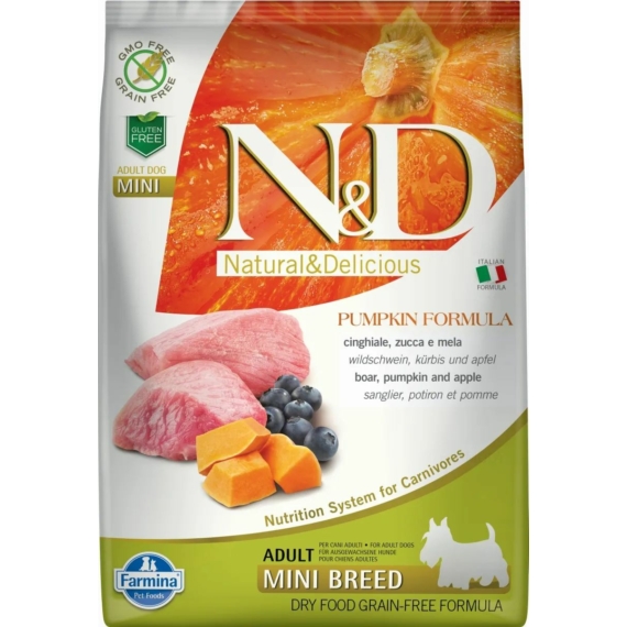 N&D Dog Grain Free vaddisznó&alma sütőtökkel adult mini 7kg – száraz kutyatáp