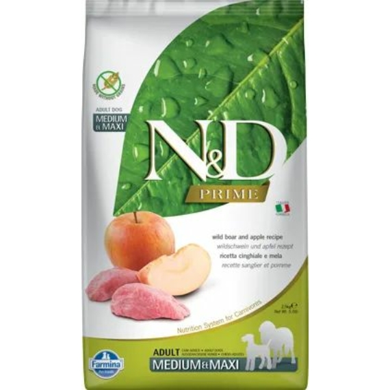 N&D Dog Prime vaddisznó&alma adult medium&maxi 2,5kg – száraz kutyatáp