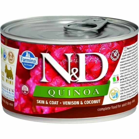 N&D Dog Quinoa konzerv szarvas&kókusz adult mini 140g – konzerves kutyaeledel