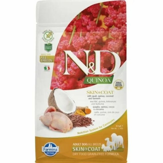 N&D Dog Quinoa Skin&coat fürj 800g – száraz kutyatáp