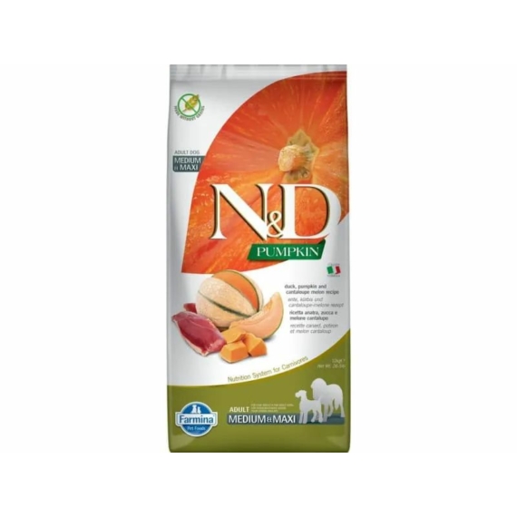 N&D Pumpkin Dog kacsa&sütőtök,sárgadinnye adult medium&maxi 12kg – száraz kutyatáp