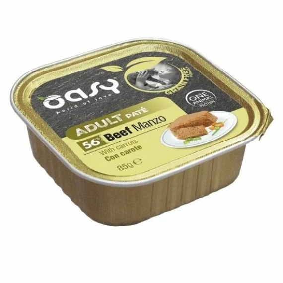 Oasy Cat Alutálka GF Adult Beef with carrots 85g – konzerves macskaeledel