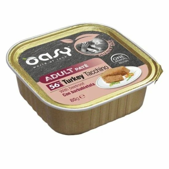 Oasy Cat Alutálka GF Adult Turkey with beet 85g – konzerves macskaeledel