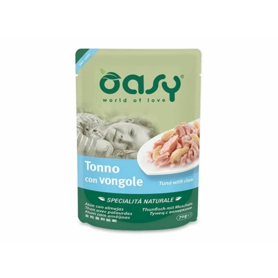 Oasy Cat Alutasak Natural Tuna&Clam 70g – konzerves macskaeledel