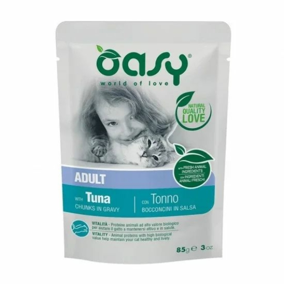 Oasy Cat Alutasakos Chunks in Gravy Adult Tuna 85g – konzerves macskaeledel