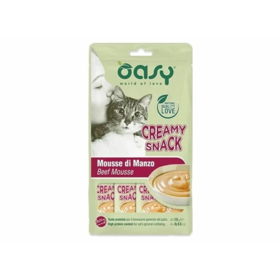 Oasy Cat Creamy Snack Beef 4x15g – jutalomfalat kutyáknak