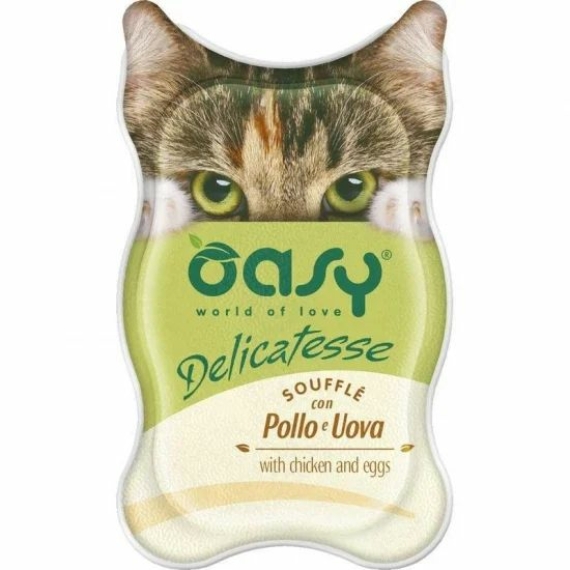 Oasy Cat Tálka Delicatesse Soufflé Chicken & Eggs 85g – konzerves macskaeledel