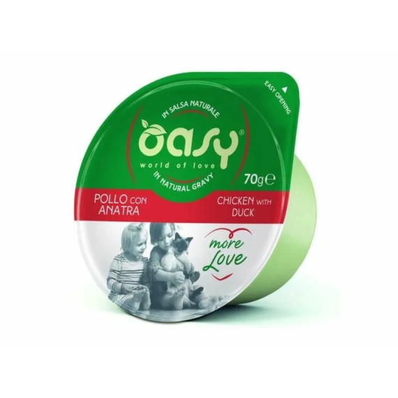 Oasy Cat Tálka More Love Chicken With Duck 70g – konzerves macskaeledel