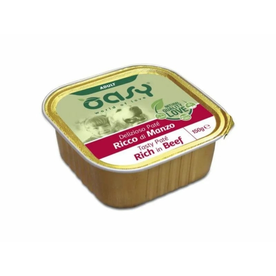Oasy Dog Alutálka Tasty Paté Adult Beef 150g – konzerves kutyaeledel