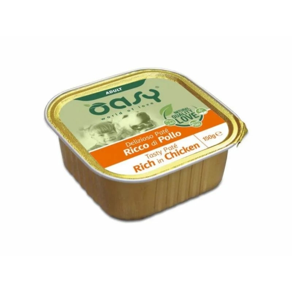 Oasy Dog Alutálka Tasty Paté Adult Chicken 150g – konzerves kutyaeledel