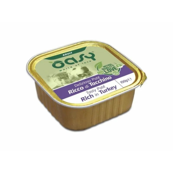 Oasy Dog Alutálka Tasty Paté Adult Turkey 150g – konzerves kutyaeledel