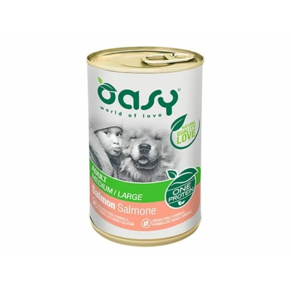 Oasy Dog Konzerv OP Adult Medium/Large Salmon 400g – konzerves kutyaeledel