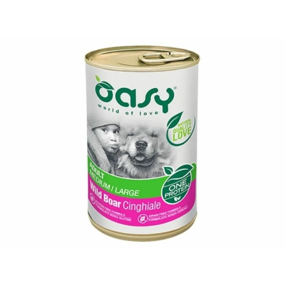 Oasy Dog Konzerv OP Adult Medium/Large Wild Boar 400g – konzerves kutyaeledel
