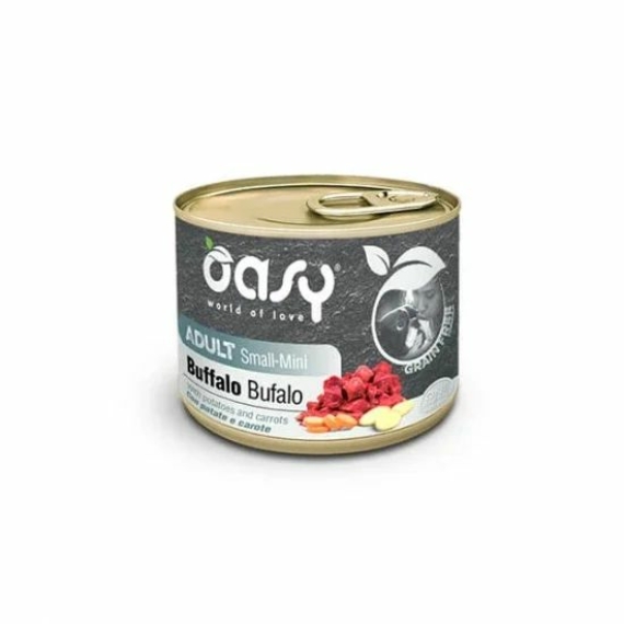Oasy Dog Konzerv GF Adult Small/Mini Buffalo 200g – konzerves kutyaeledel