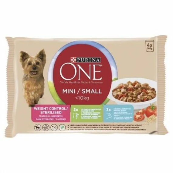 ONE Alutasak Mini/Small Weight control/Steril Dog 4x100g – konzerves kutyaeledel