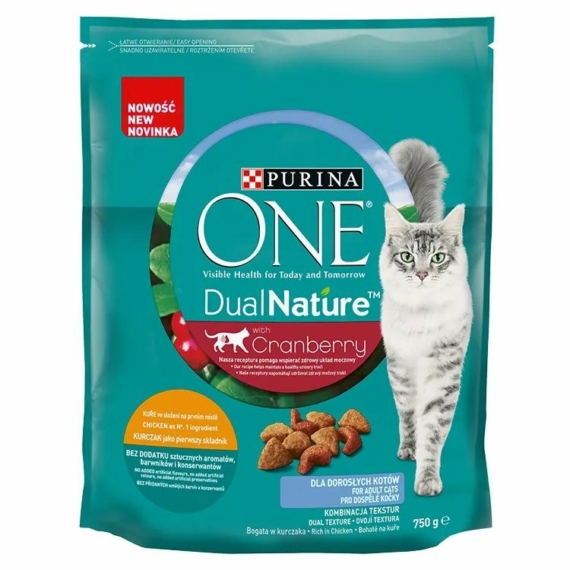 ONE Dual Nature Száraz Macska Adult Csirkével és áfonyával 750g – száraz macskatáp