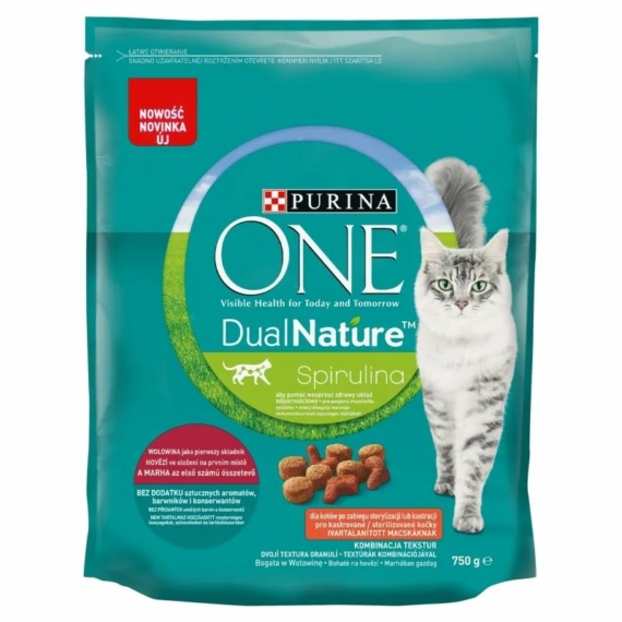 ONE Dual Nature Száraz Macska Adult Steril Marha 750g – száraz macskatáp