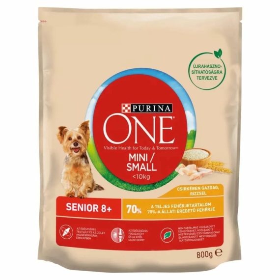 ONE Száraz Kutya Mini Senior Csirke+Rizs 800g – száraz kutyatáp