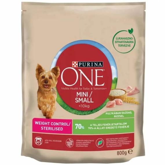ONE Száraz Kutya Mini Weight Control Pulyka 800g – száraz kutyatáp