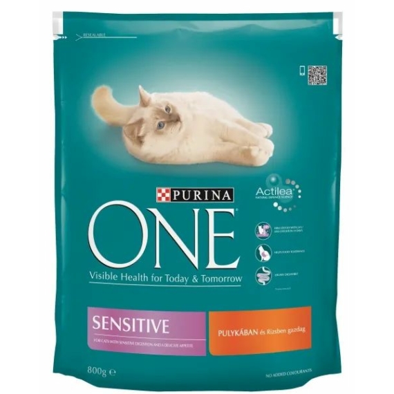 ONE Száraz Macska Sensitive Pulyka+Rizs 800g – száraz macskatáp