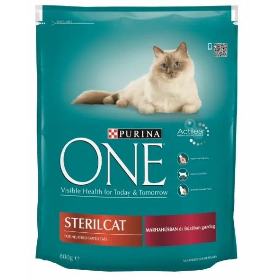 ONE Száraz Macska Sterilcat Marha+Búza 800g – száraz macskatáp