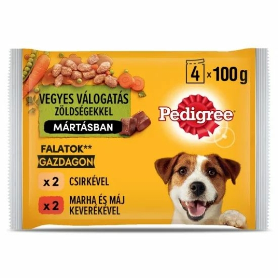 Pedigree Alutasakos 4-Pack Adult Csirke & zöldség, Marha & zöldség 100g – konzerves kutyaeledel