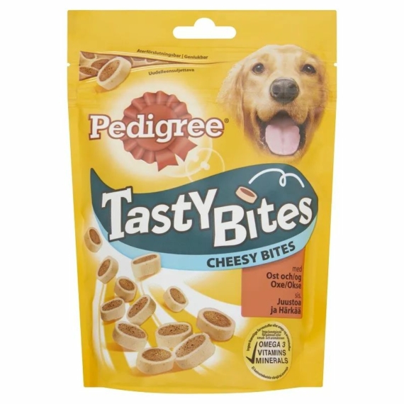 Pedigree Tasty Bites 140gr Cheesy Bites – jutalomfalat kutyáknak