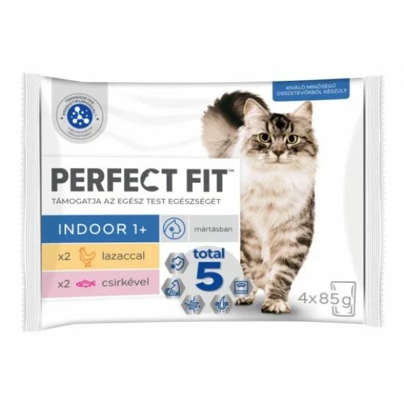Perfect Fit alutasak indoor csirke & lazac & zöldség 4x85gr – konzerves macskaeledel