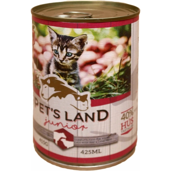 Pet s Land Cat Junior Konzerv Marhamáj-Bárányhús almával 415g – konzerves macskaeledel