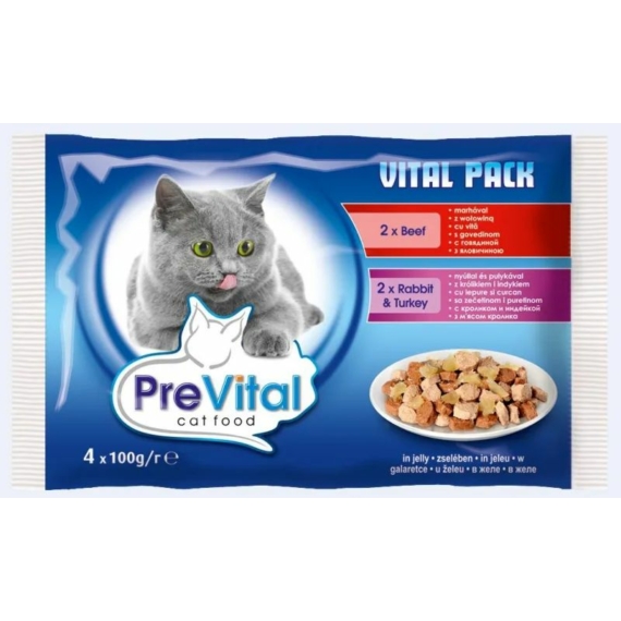 PreVital Alutasak Macska Zselés 4x100gr Vegyes Íz – konzerves macskaeledel
