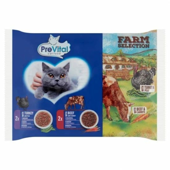 Prevital alutasak NM Farm Selection hús-zöldség 4x85gr – konzerves macskaeledel