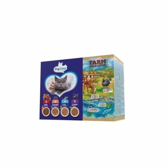 Prevital alutasak NM Farm Selection mix hús-hal 12x85gr – konzerves macskaeledel