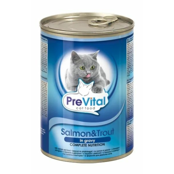 PreVital Macska Konzerv Lazac-Pisztráng 415gr – konzerves macskaeledel