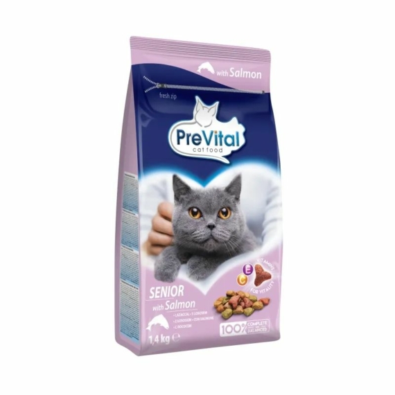 PreVital száraz Senior lazac 1,4kg – száraz macskatáp