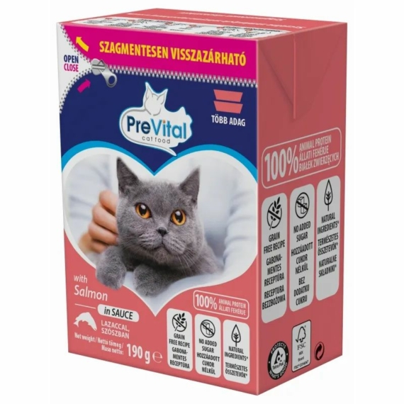 PreVital Tetra Pack nedves macska eledel lazac 190gr – konzerves macskaeledel