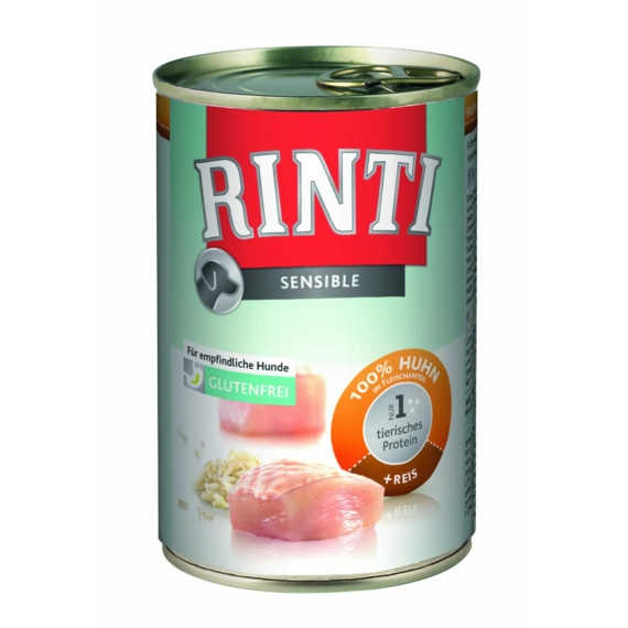 Rinti Dog Konzerv Sensible Csirke+Rizs 400g – konzerves kutyaeledel